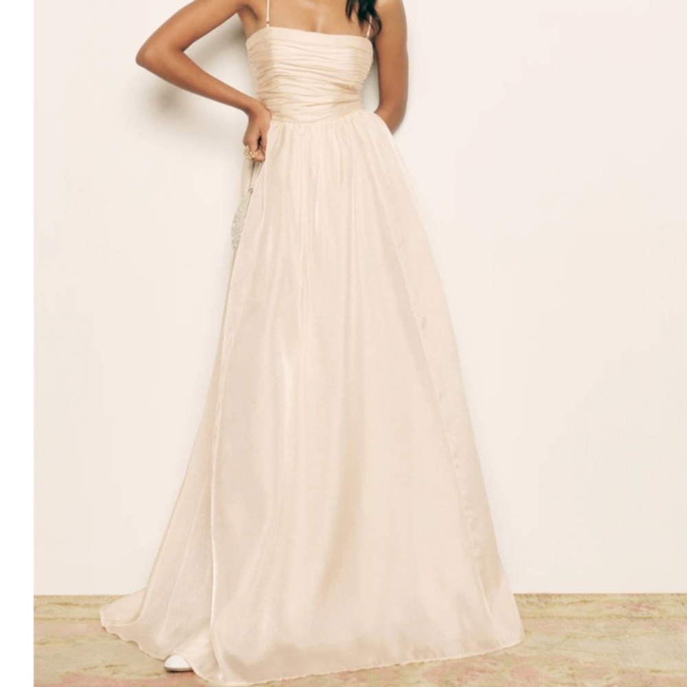 Reformation Cream Strapless Maxi Dress